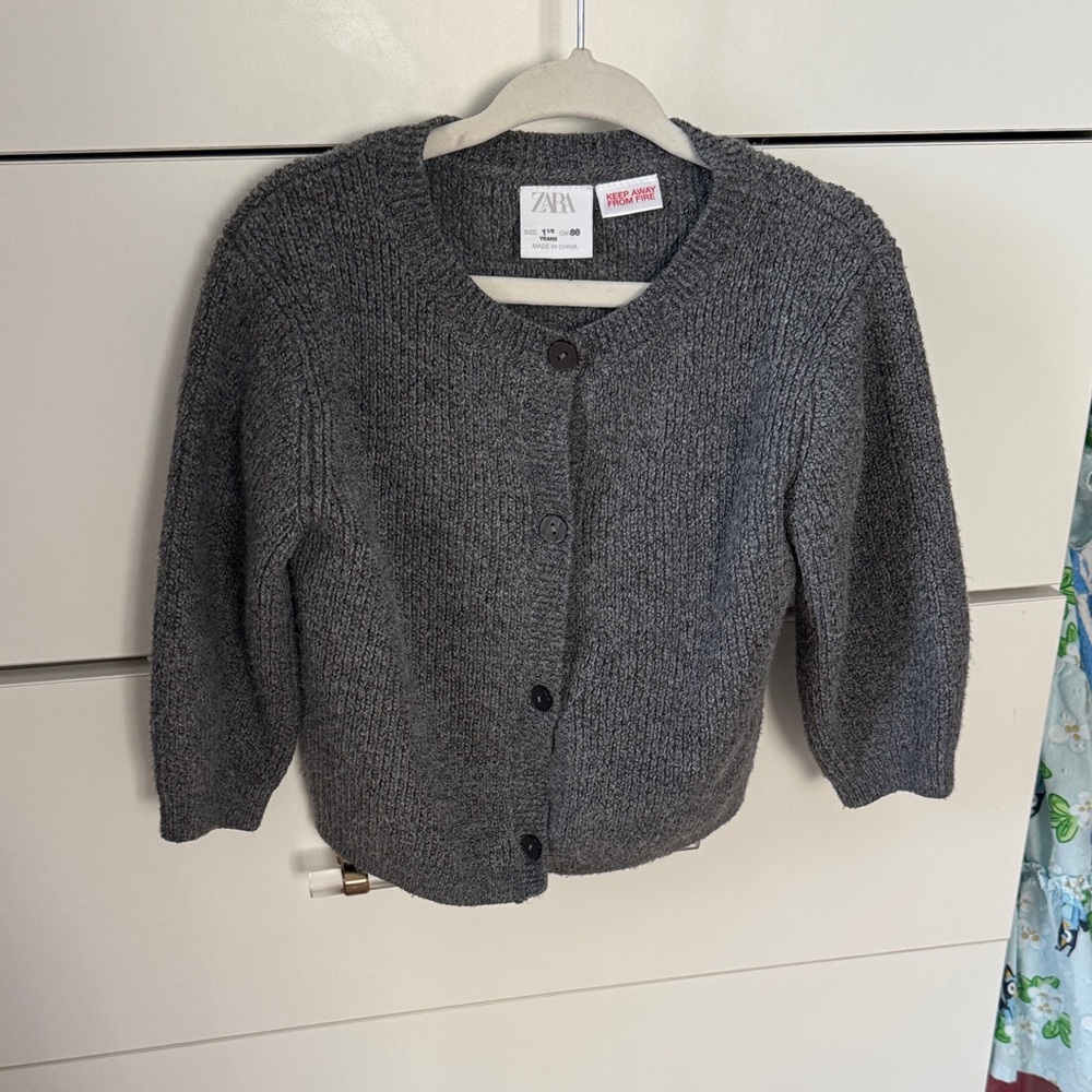 Zara Charcoal Button-Up Cardigan